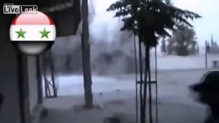 Syrian Arab Army - Artillery shell hits terrorists directly.