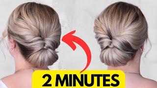 EASY 2 Minute rolled chignon bun hair tutorial