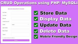 PHP CRUD Operations Tutorial Using MySQLi in Hindi | Select Insert Update Delete | PHP Tutorial