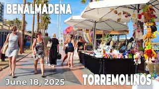 Benalmadena Torremolinos June 18, 2025 Promenade Walk Costa del Sol Malaga Spain [4K]