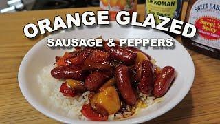 Orange Glazed Sausage W/Onions & Peppers Over Rice