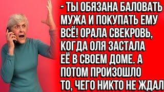 Ты обязана баловать мужа и покупать ему всё! Орала свекровь, когда Оля застала её в своем доме.