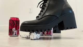 High Heel BOOTS Crushing Soda Cans and Tinfoil  | ASMR metal crunching sounds