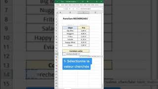 La fonction RECHERCHEV pour les nuls  | Astuce Excel #shorts