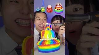 Rainbow Birthday cake challenge ASMR #asmr #mukbang #shorts