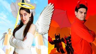 ANGELO VS DEMONE ESCAPE ROOM!!SCAPPIAMO DALLA PRIGIONE ANGEL VS DEVIL ROBLOX PARKOUR!!