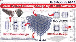 Learn Complete Square shape building design by ETABS Software | Civil Engineering | Shravan |