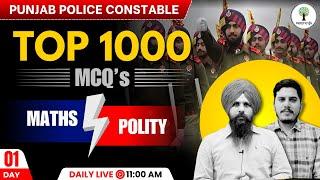 Punjab Police Constable | Top 1000 MCQ | Day-01 | Maths & Polity | Success Tree Punjab
