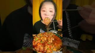 Chinese Eating Mukbang: (TA Chinese Food, Fat Meat, Pork Fat, Pork Belly, 🫕Noodles)#asmr #shorts
