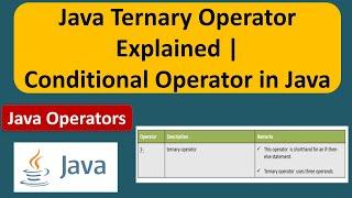 Java Ternary Operator Explained | Conditional Operator in Java | Java Tutorial