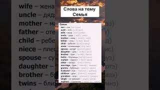 Part 72 | Слова на тему семья #английский #английскийязык #английскийлегко #изучениеанглийского