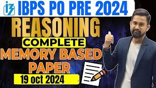 IBPS PO Reasoning Memory Based Paper 2024 | 19th Oct All Shift | Reasoning By Sanjay Sir