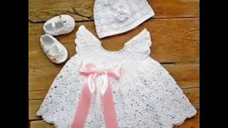 CROCHET BABY WHITE DRESS(SET)