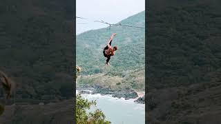 Desbloqueando os medos | Leash fall no Highline #slackline #fearless #shorts