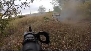 Ukrainian soldiers launching a Konkurs ATGM on Russian Tanks