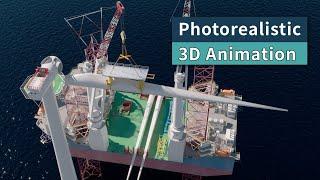 Wind turbine installation 3d animation with latest 3D technology