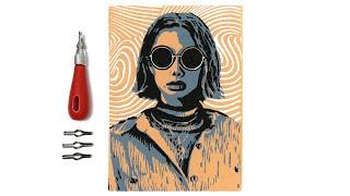 LINO PRINTING - Multi Block Colour Portrait Speed Art