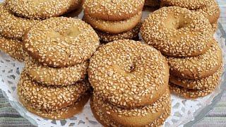 طريقة تحضير الكعك بالسمسم  المقرمش Crunchy sesame cookies recipe