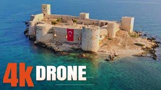 4K Drone Wonders of Turkiye. Kız kalesi Kızkalesi  4K Drone Çekimi Mersin Drone