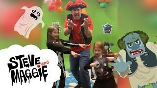 Halloween Party Games and Songs with Steve and Maggie | Halloween stories for Kids