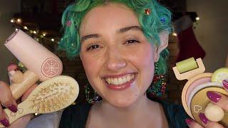 ASMR Elf Does Your Wooden Makeup & Skincare (holiday roleplay, sleep aid, layered sounds)