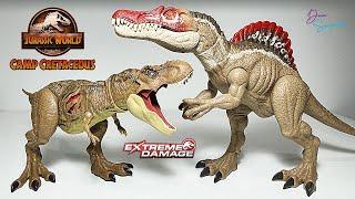 NEW T-REX VS SPINOSAURUS Toys! Jurassic World Extreme Damage T-Rex vs Chompin Spinosaurus