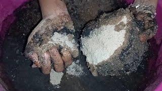 Asmr  Sand cement hollow shape filled with Charcoal concrete, satisfying video