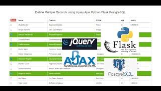 Delete Multiple Records using Jquey Ajax Python Flask PostgreSQL