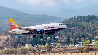 Thrilling Drukair Landing at Paro Airport: Low Over the Rooftops on Short Final