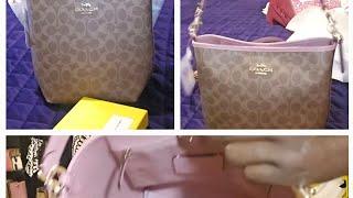 coach city bucket bag pink petal unboxing/what fits #coach #unboxing #coachoutlet #pinkpetal #wimb