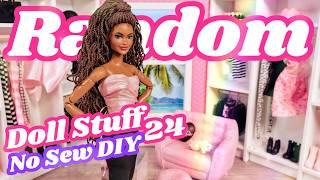 Random Doll Stuff 24 : DIY No Sew Crafts with Glue & Fabric | Fashion & Plastic Barbie Sofa & Pillow