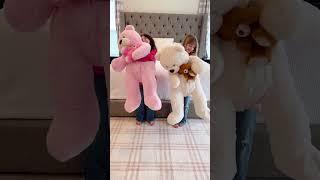 Guess what's inside the red package?  @emmaandoliviaplay   #stuffedanimals  #plushtoys