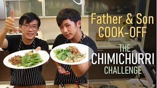 Dr Chan's 'Father and Son Cook-Off' - Chimichurri Baked Chicken vs Chimichurri Grilled Tofu Steak.