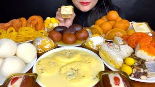 ASMR EATING RASGULLA,RASMALAI,KALA JAMUN,KAJU KATLI,JALEBI,MALAI ROLL ,INDIAN SWEETS EATING SHOW