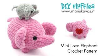 Mini Love Elephant Amigurumi tutorial - easy free crochet pattern for beginners - English