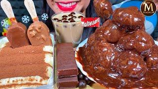 ASMR CHOCOLATE CAKE PROFITEROLE, TIRAMISU,MAGNUM ICE CREAM, KINDER PINGUI MILK MASSIVE Eating Sounds