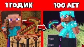 Как ПРО прожил жизнь в Майнкрафт / Эволюция Мобов 1 годик 100 лет Minecraft / Жизненный Цикл В майне