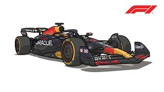 How to draw RB19 F1 / drawing red bull formula 1 2023 car step by step