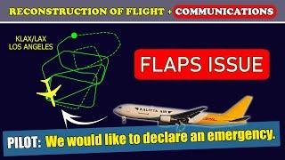 FLAPS issue, EMERGENCY return | Kalitta Air Boeing 767-300 | Los Angeles airport ATC, LAX