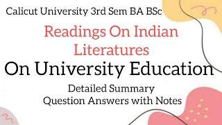 Calicut University 3rd Sem BA BSC Readings On Indian Literature On University Education