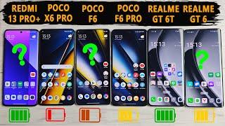 Кто дольше держит заряд | POCO X6 Pro, POCO F6, POCO F6 Pro, Realme GT 6T, Realme GT 6, Note 13 Pro+