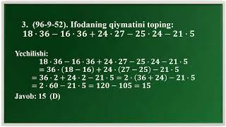 Boshlang'ich tushuncha  Hisoblashga oid misollar 1-qism