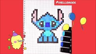 Как рисовать по клеточкам Стича из мультика Лило и Стич Простые Рисунки How to draw Stitch Pixel Art