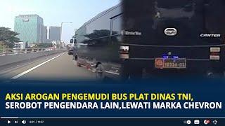 Viral Aksi Arogan Pengemudi Bus Plat Dinas TNI, Serobot Pengendara Lain Melewati Marka Chevron