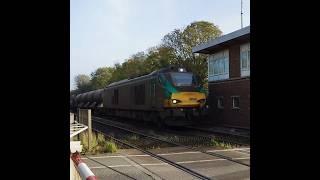 2 Direct Rail Services Class 68's On RHTT Duties, Passing Low Gates LC In Northallerton #class68