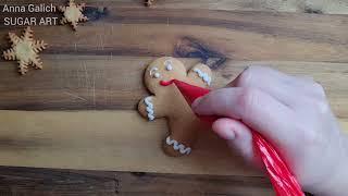 Gingerbread man - tutorial decorated icing cookies.