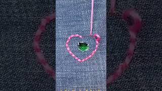 Heart embroidery stitch Hand embroidery easy sewing fix holes on Clothes #embroidery #sewing #hacks