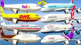 GTA V Airbus A300-600R Airplanes VS Airbus A380-800 Airplanes Best Longer Crash and Fail Compilation