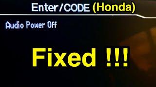 How to clear Enter Code / Error1 message on Honda cars: Odyssey Accord Civic CR-V HR-V Pilot Fit