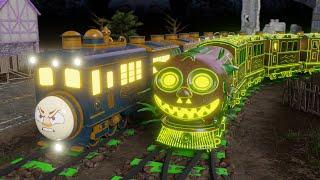 Haunted Train Ride!  Halloween Fun for Kids | Cartoon Adventure